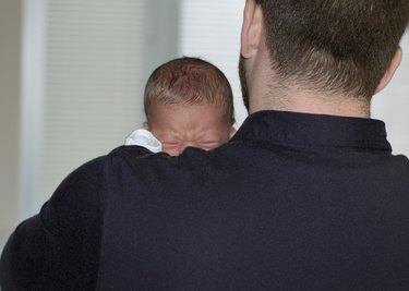 Crying Newborn with Dad