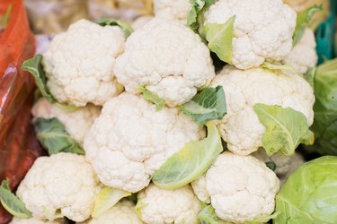 close up of cauliflower at street market