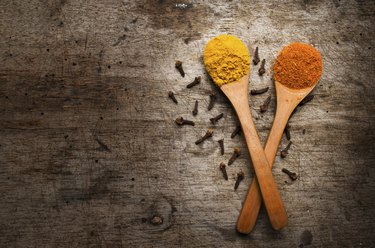 Spices on wooden background