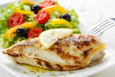 roasted chicken breast with salad