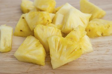 Pineapple slices on the wooden