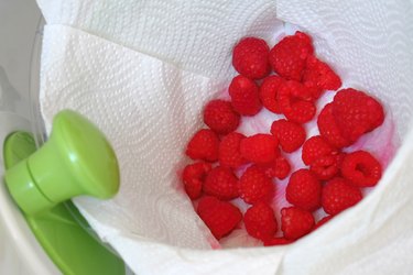 raspberries in a salad spinner
