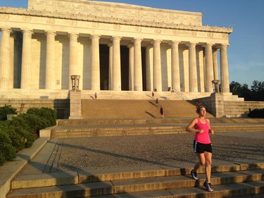 Once a week Michelle joins a group at 6:30AM to run the steps of the Lincoln Memorial.