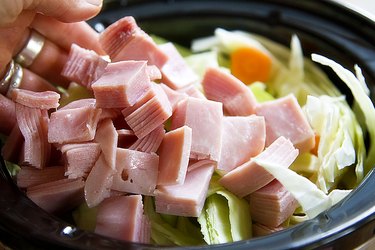 Ham and cabbage in a slow cooker