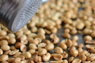 Roasted peanuts on sheet