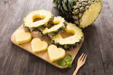 Sliced pineapple, close up.