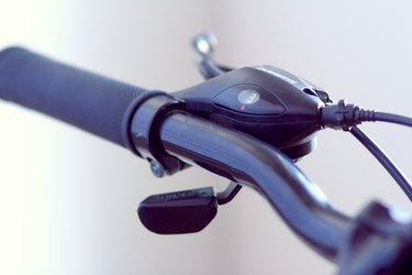 close-up of a bike shifter