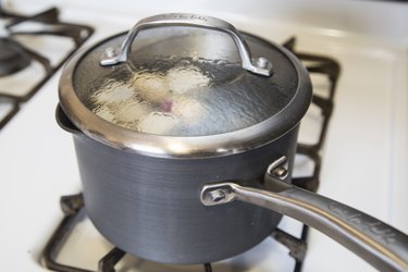 Turnips boiling in pot