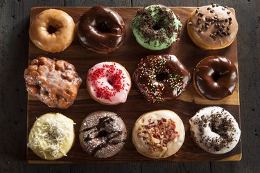 There's an aerial view of gourmet donuts (packed with gluten!).