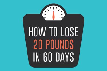 graphic of a black scale on a blue background that says how to lose 20 pounds in 60 days
