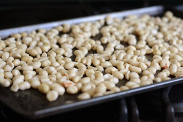 Peanuts roasting in oven