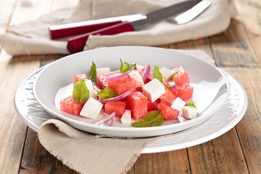 Hydrating watermelon salad with mint and feta