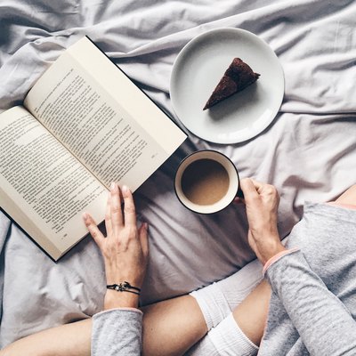 woman reading in the evening