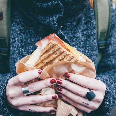 woman eating a sandwich