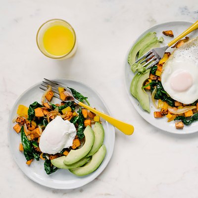 avocado, eggs and sweet potato breakfast