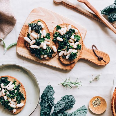 kale and white bean toast