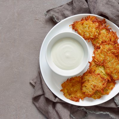 latkes and sour cream