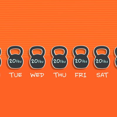 Kettlebell workout every day of the week concept graphic