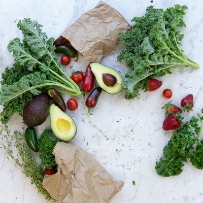 Flat lay photo of fruits and vegetables