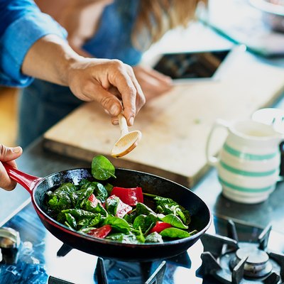 A man cooking healthy food at home