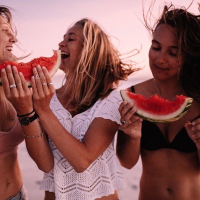 women on the beach