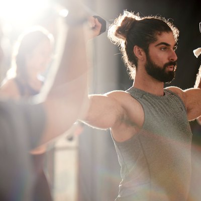 People doing a CorePower Yoga workout class