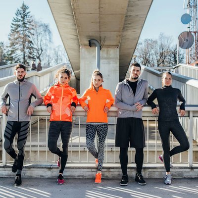 group of millennials working out together