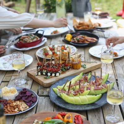 Outdoor dining barbecue with friends