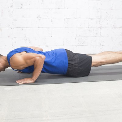 Blaine Strong demonstrating push-up form for the LIVESTRONG.com push-up challenge