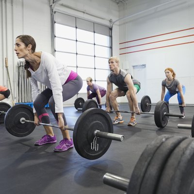 gym class practicing deadlifts