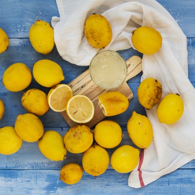 Lemons on wood