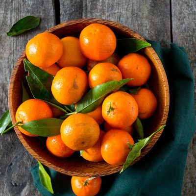 mandarins in a wooden bowl