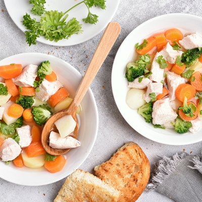 Boiled vegetable and chicken breast