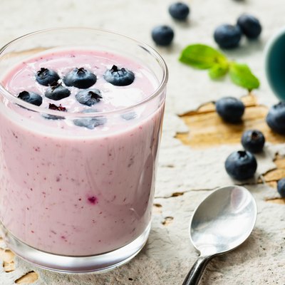 Blueberry smoothie in glass
