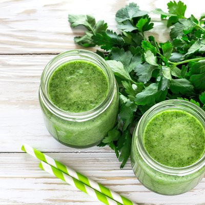 Healthy green smoothie with parsley