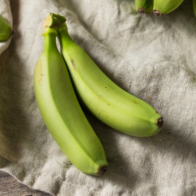 Raw Organic Unripe Green Baby Bananas