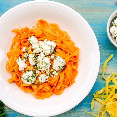 Italian Style Tagliatella Pasta With Feta Cheese