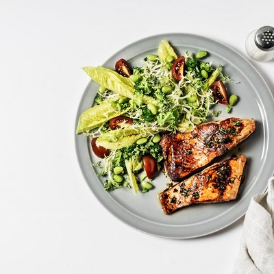 Salmon with fresh salad