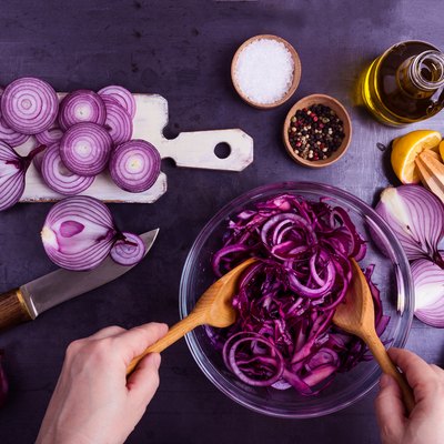Ultra violet. Preparation of vegetables salad