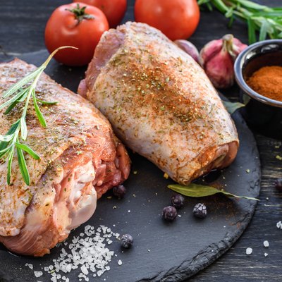 Raw turkey legs.