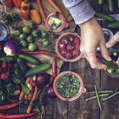 Preserving Organic Vegetables in Jars
