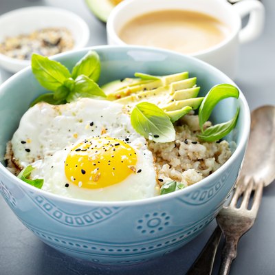 Savory oatmeal with egg and avocado