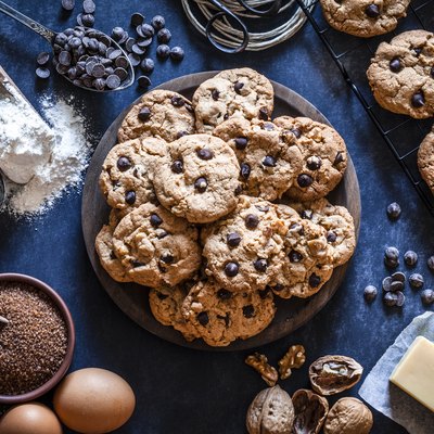 Preparing chocolate chip cookies