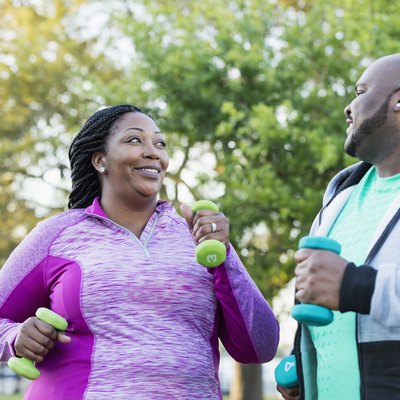 African-American couple exercising together