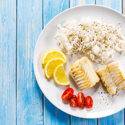 Flounder dish - fried fish fillet and vegetables