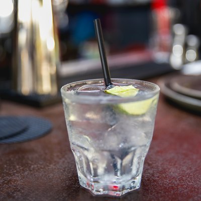 Club soda on a bar