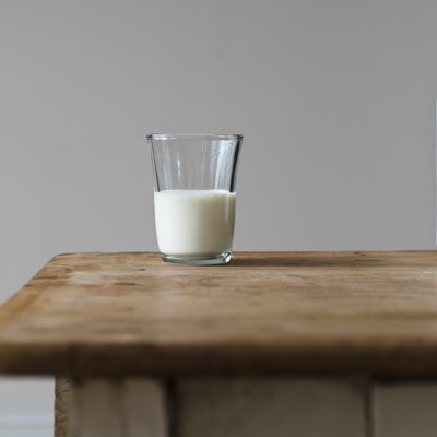 Glass and bottle of milk