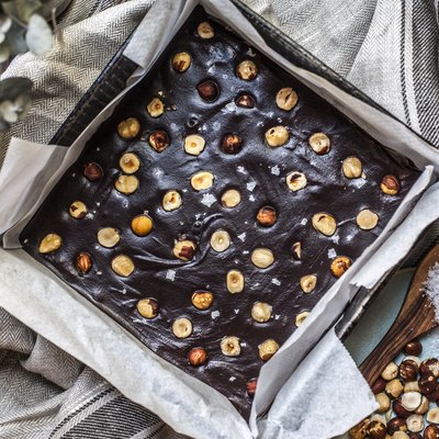 Salted Caramel and Hazelnut Slice In Tin