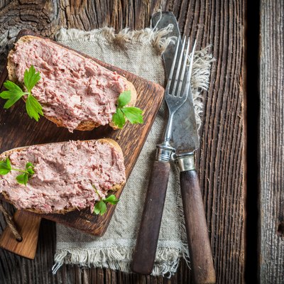 Two delicious sandwich made of pate with parsley