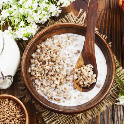 Buckwheat porridge with milk for gluten-free breakfast
